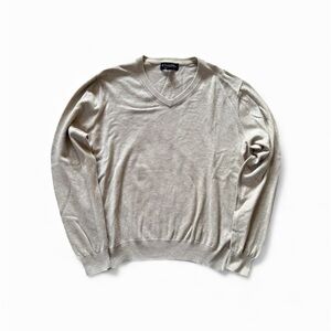 Brooks Brothers Men's 100% Supima Cotton V-Neck Pullover Sweater Beige Size Med